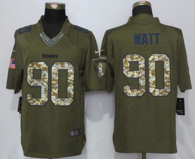 2017 NFL NEW Nike Pittsburgh Steelers #90 Watt Green Salute To Service Limited Jersey->oakland raiders->NFL Jersey